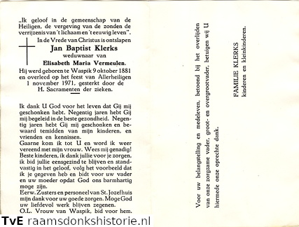 Jan Baptist Klerks- Elisabeth Marie Vermeulen