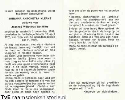 Johanna Antonetta Klerks- Johannes Waltherus Strikkers