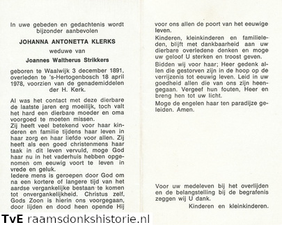 Johanna Antonetta Klerks Johannes Waltherus Strikkers