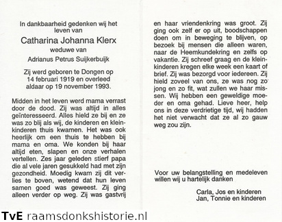 Catharina Johanna Klerx- Adrianus Petrus Suijkerbuijk