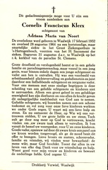 Cornelis Franciscus Klerx- Adriana Maria van Noort