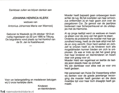 Johanna Henrica Klerx Antonius Johannes Maria van Wanrooij
