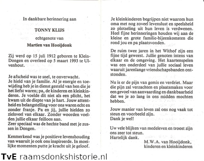 Tonny Klijs- Martien van Hooijdonk