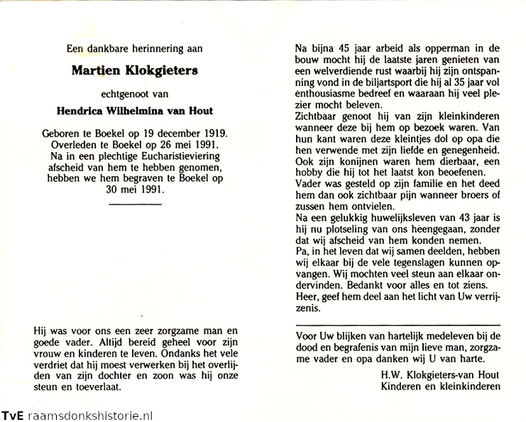 Martien Klokgieters- Hendrica Wilhelmina van Hout