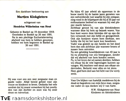 Martien Klokgieters Hendrica Wilhelmina van Hout