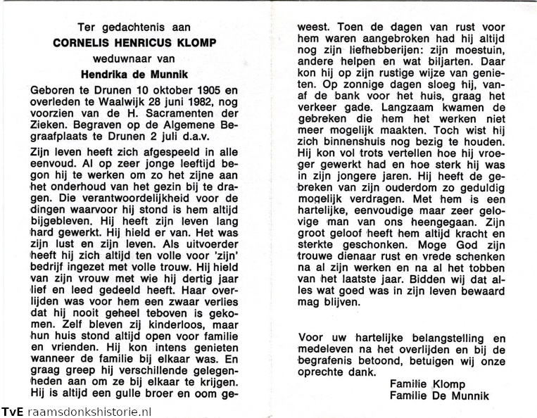 Cornelis Henricus Klomp Hendrika de Munnik