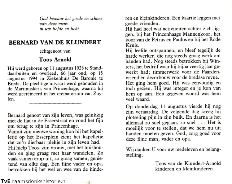 Bernard van de Klundert Toos Arnold
