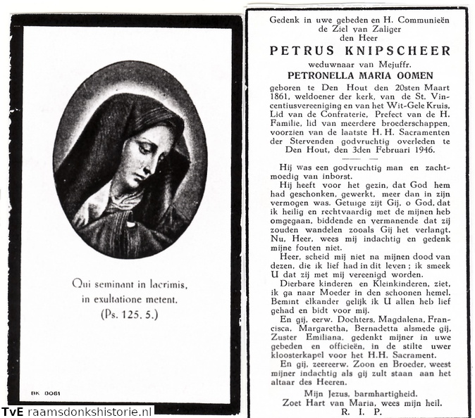 Petrus Knipscheer- Petronella Maria Oomen