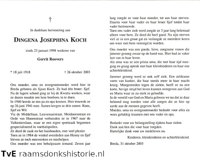 Dingena Josephina Koch- Gerrit Roovers