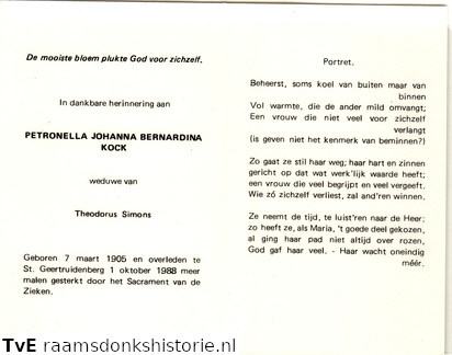 Petronella Johanna Bernardina Kock- Theodorus Simons