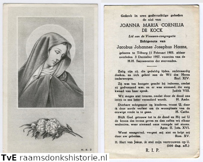 Joanna Maria Cornelia de Kock Jacobus Johannes Josephus Haans