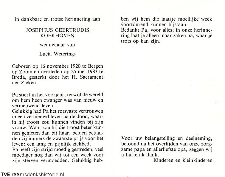 Josephus Geertrudis Koekhoven- Lucia Weterings