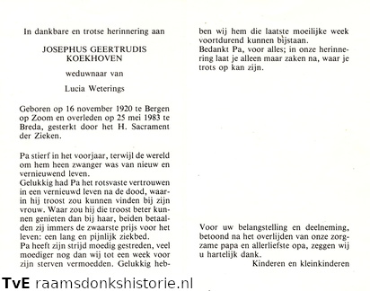 Josephus Geertrudis Koekhoven- Lucia Weterings