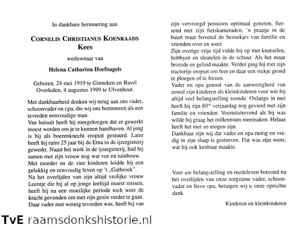 Cornelis Christianus Koenraads Helena Catharina Hoefnagels