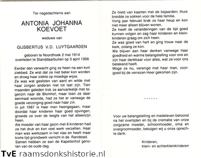 Antonia Johanna Koevoet Gijsbertus van den Luytgaarden