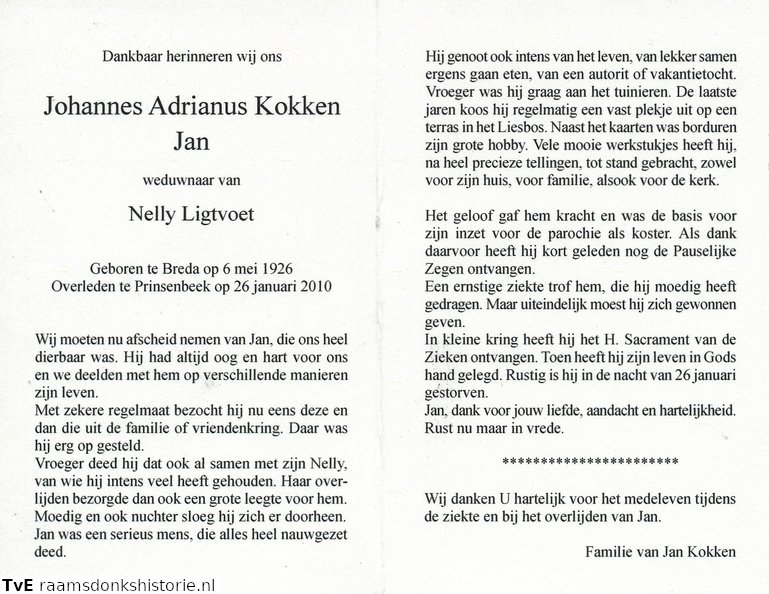 Johannes Adrianus Kokken Nelly Ligtvoet