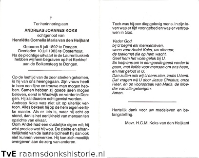 Andreas Joannes Koks Henriette Cornelia Maria van den Heijkant
