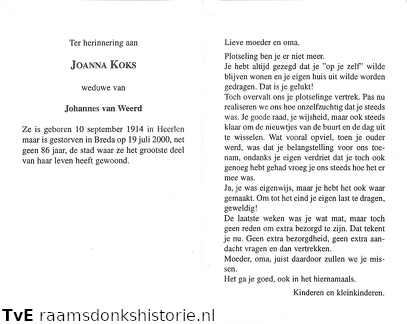 Joanna Koks- Johannes van Weerd