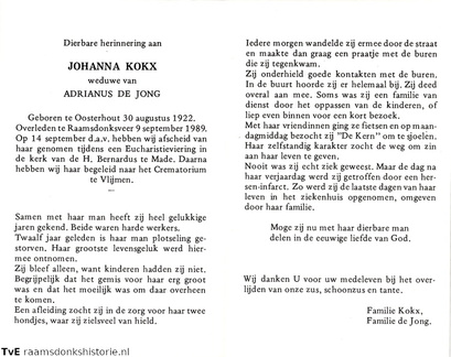 Johanna Kokx Adrianus de Jong