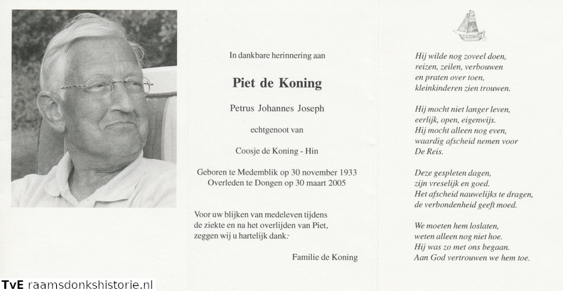 Petrus Johannes Koning- Coosje Hin
