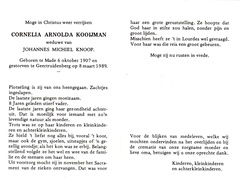 Cornelia Arnolda Kooijman- Johannes Michiel Knoop