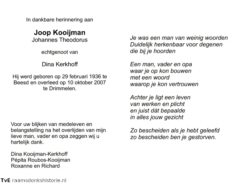 Johannes Theodorus Kooijman- Dina Kerkhoff