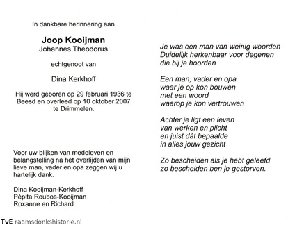 Johannes Theodorus Kooijman Dina Kerkhoff