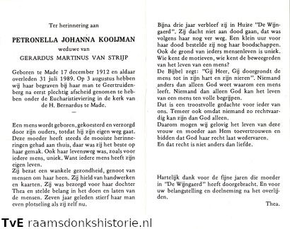 Petronella Johanna Kooijman- Gerardus Martinus van Strijp