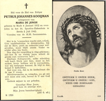 Petrus Johannes Kooijman Maria de Jongh