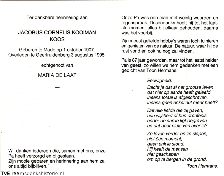 Jacobus Cornelis Kooiman- Maria de Laat