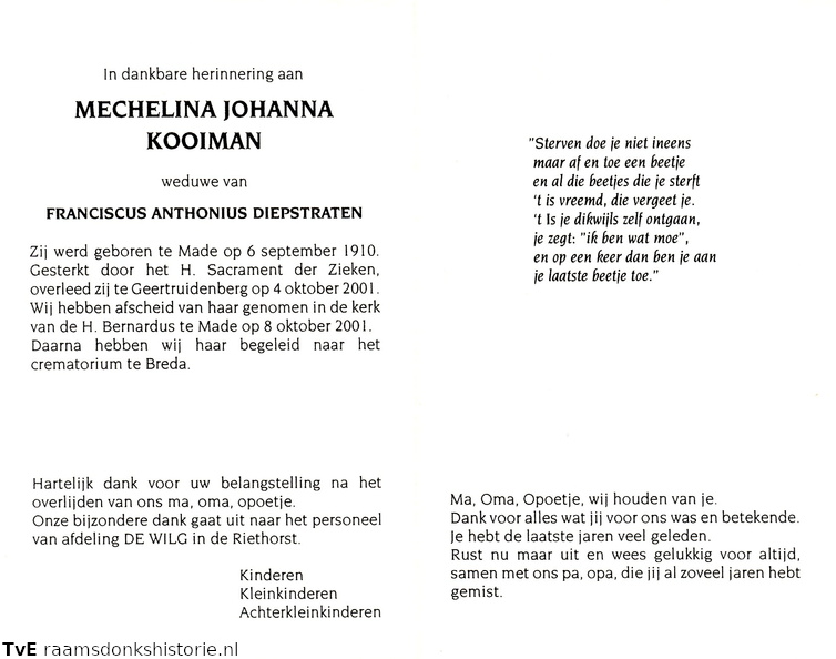 Mechelina Johanna Kooiman- Franciscus Anthonius Diepstraten