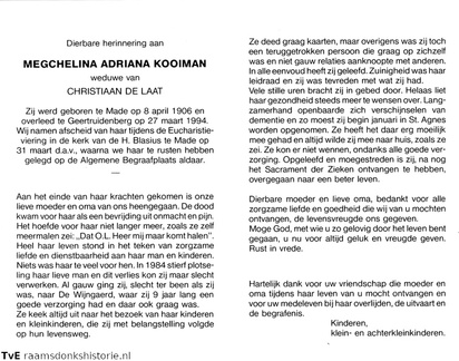 Megchelina Adriana Kooiman- Christiaan de Laat