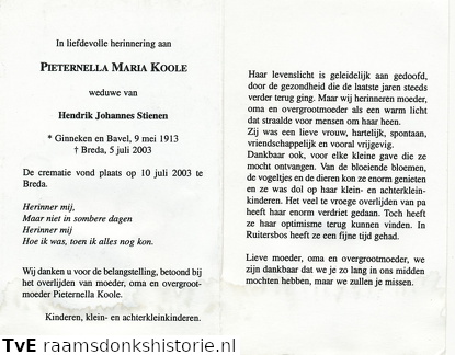 Pieternella Maria Koole- Hendrikus Johannes Stienen