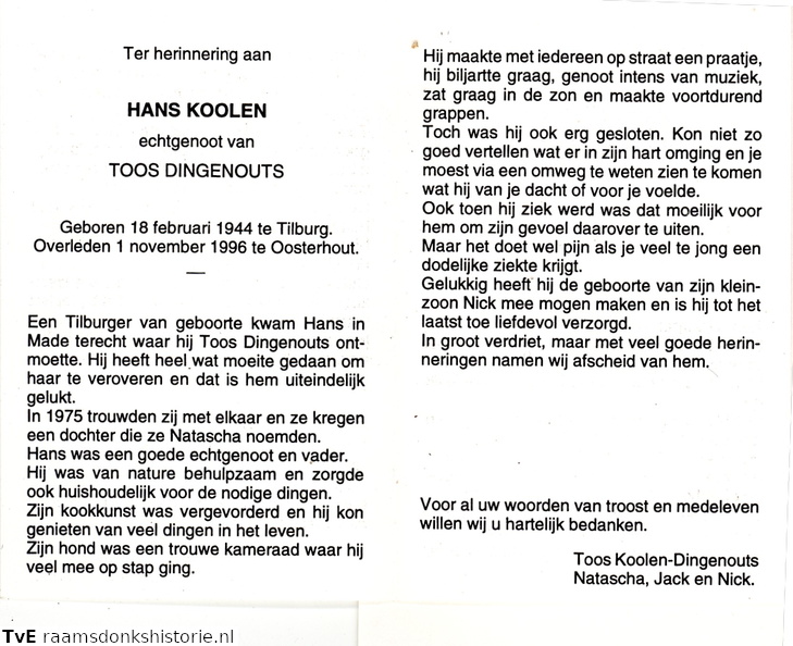 Hans Koolen Toos Dingenouts