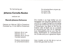 Johanna Cornelia Koolen- Marcelis Johannes Verhoeven