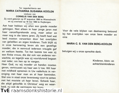 Maria Catharina Susanna Koolen Cornelis van den Berg
