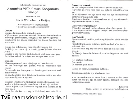 Antonius Wilhelmus Koopmans- Lucia Wilhelmina Heijne