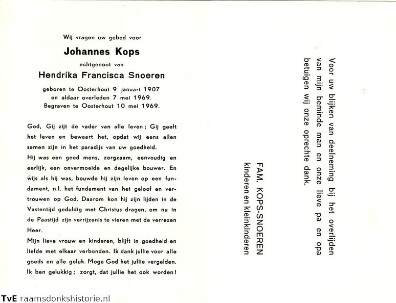 Johannes Kops- Hendrika Francisca Snoeren