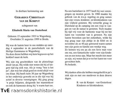 Gerardus Christiaan van de Korput Elisabeth Maria van Oosterhout