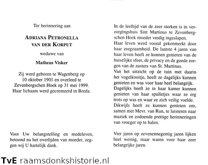 Adriana Petronella van der Korput Matheus Visker