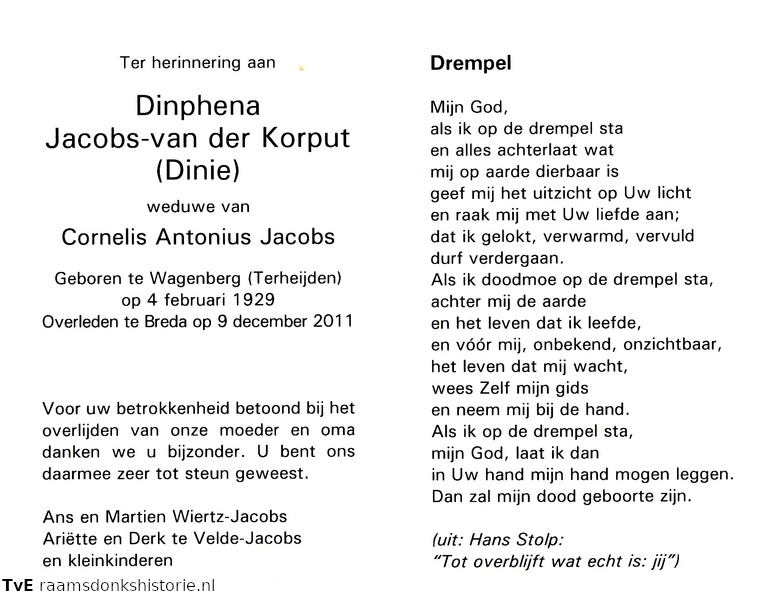Dinphena van der Korput Cornelis Antonius Jacobs