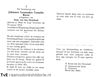 Johannes Leonardus Cornelis Korse- Anna van den Ouweland