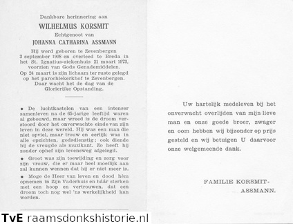 Wilhelmus Korsmit Johanna Catharina Assmann