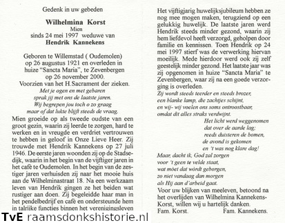 Wilhelmina Korst- Hendrik Kannekens