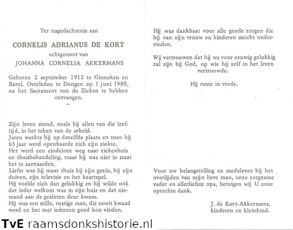 Cornelis Adrianus de Kort Johanna Cornelia Akkermans