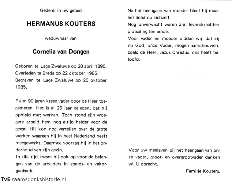 Hermanus Kouters Cornelia van Dongen