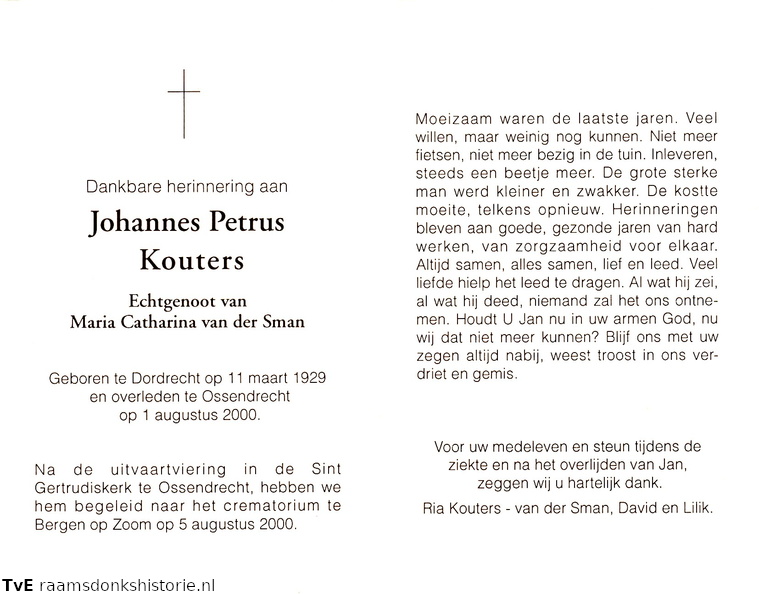 Johannes Petrus Kouters Maria Catharina van der Sman