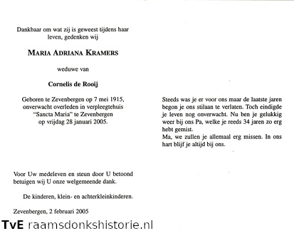 Maria Adriana Kramers- Cornelis de Rooij