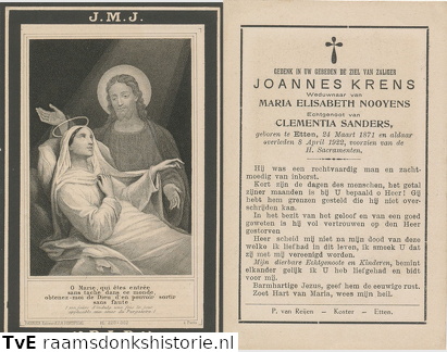 Joannes Krens- Clementia Sanders- Maria Elisabeth Nooyens