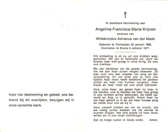 Angelina Francisca Maria Krijnen- Willebrordus Adrianus van der Made